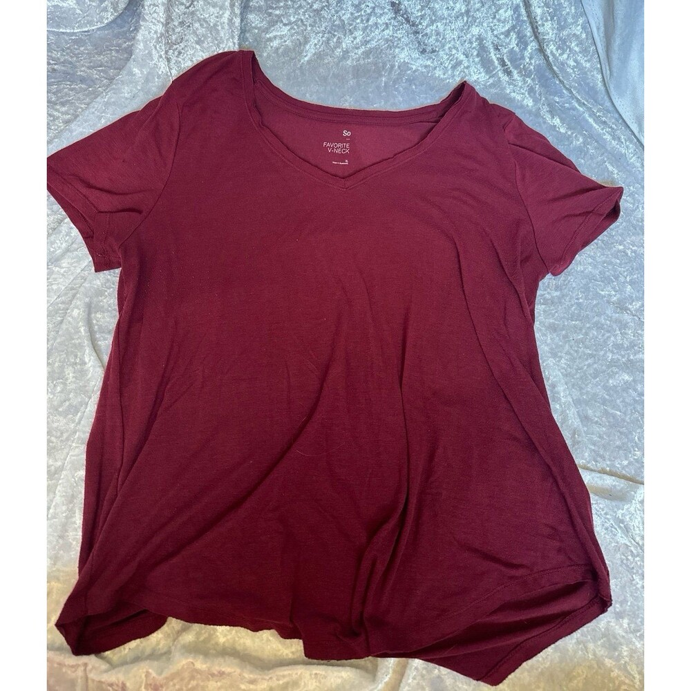 SO burgundy V-neck tshirt XL
